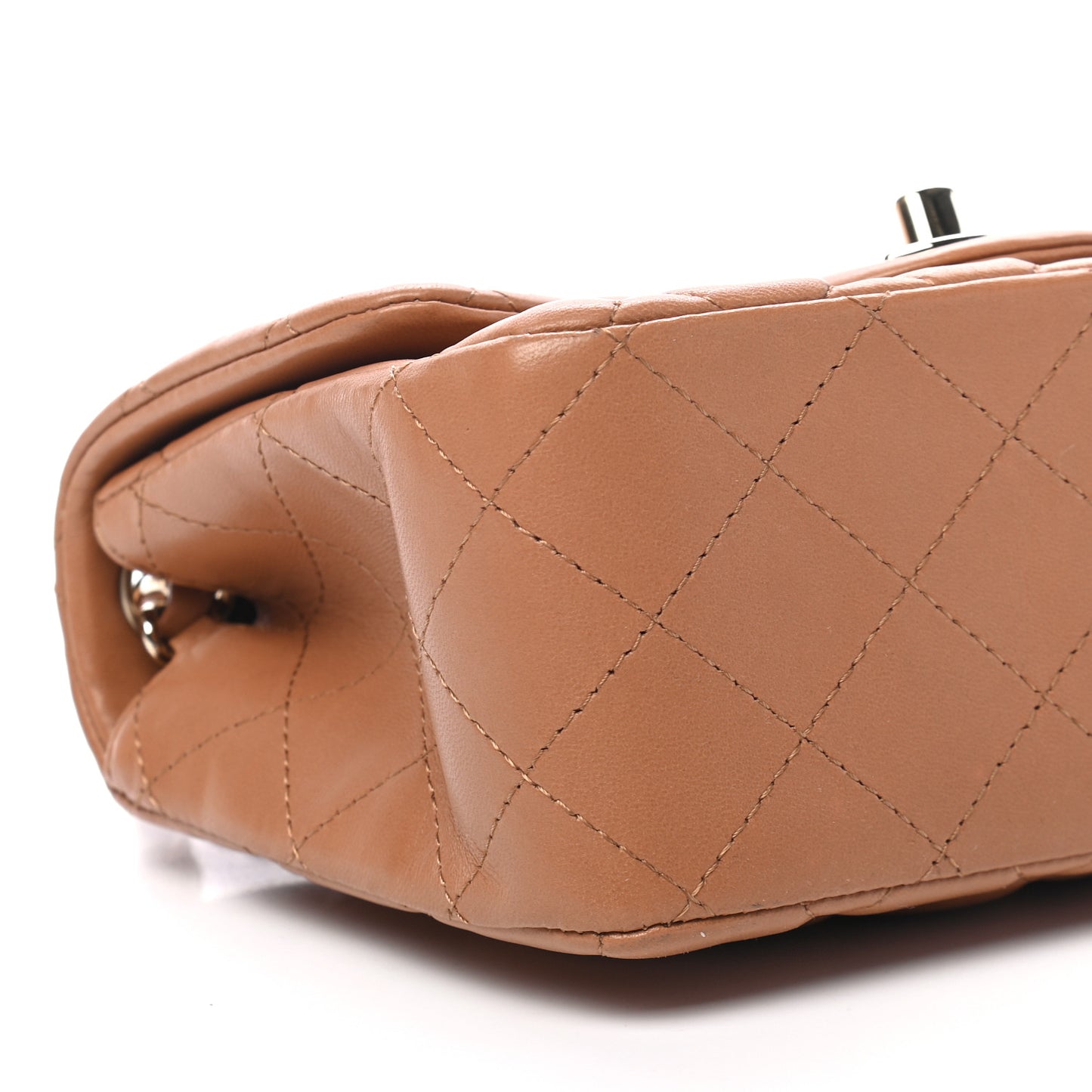 Lambskin Quilted Mini Square Flap Brown