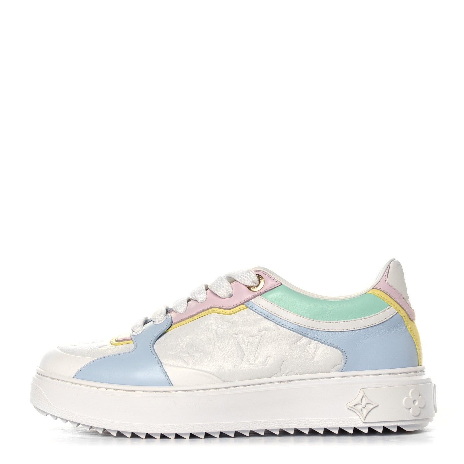 Louis Vuitton Monogram Embossed Lambskin Time Out Sneakers 38 Light Blue Pastel 8 of 12