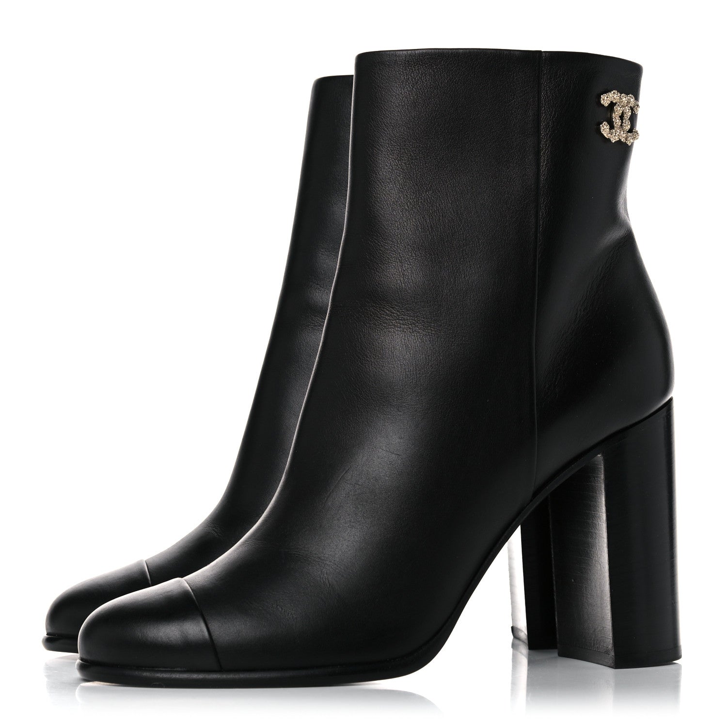Chanel Calfskin CC Ankle Boots 41 Black 3 of 15