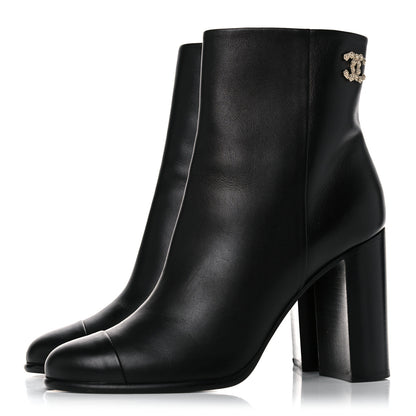 Chanel Calfskin CC Ankle Boots 41 Black 3 of 15