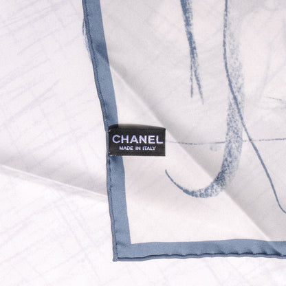 Chanel Silk CC Camellia Square Scarf Blue 4 of 5