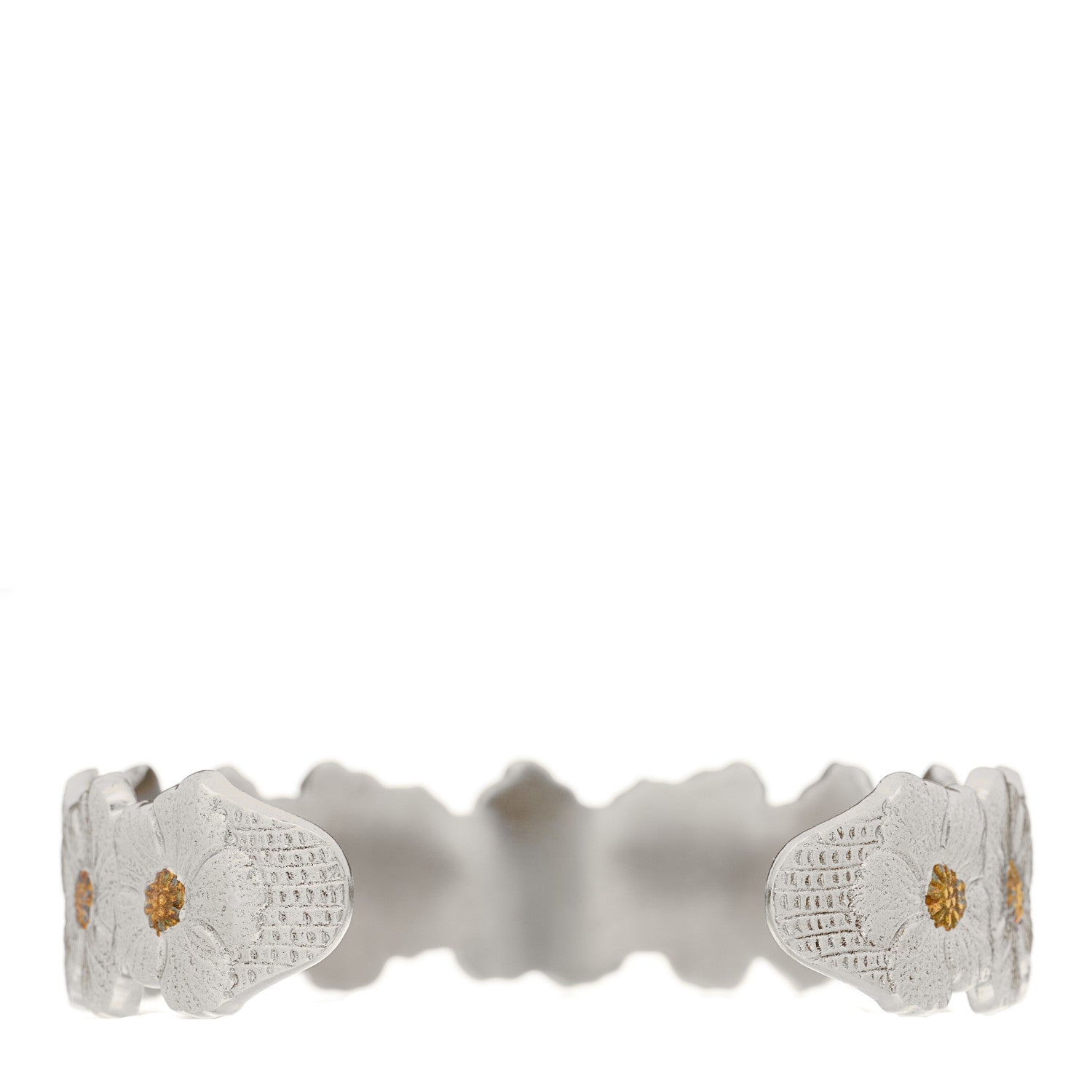 Buccellati Sterling Silver Vermeil Blossoms Daisy Narrow Cuff Bracelet 2 of 3