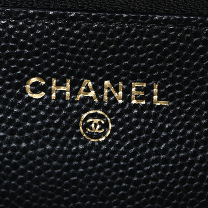 Chanel Shiny Caviar Enamel Quilted CC Wallet On Chain WOC Black 6 of 11