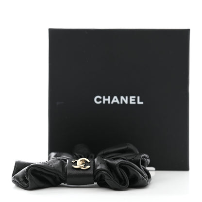 Chanel Lambskin Quilted CC Hair Scrunchie Black 4 of 5