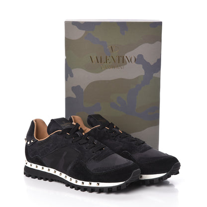 Valentino Garavani Suede Nylon Camouflage Womens Soul Rockstud Sneakers 38 Black 8 of 8