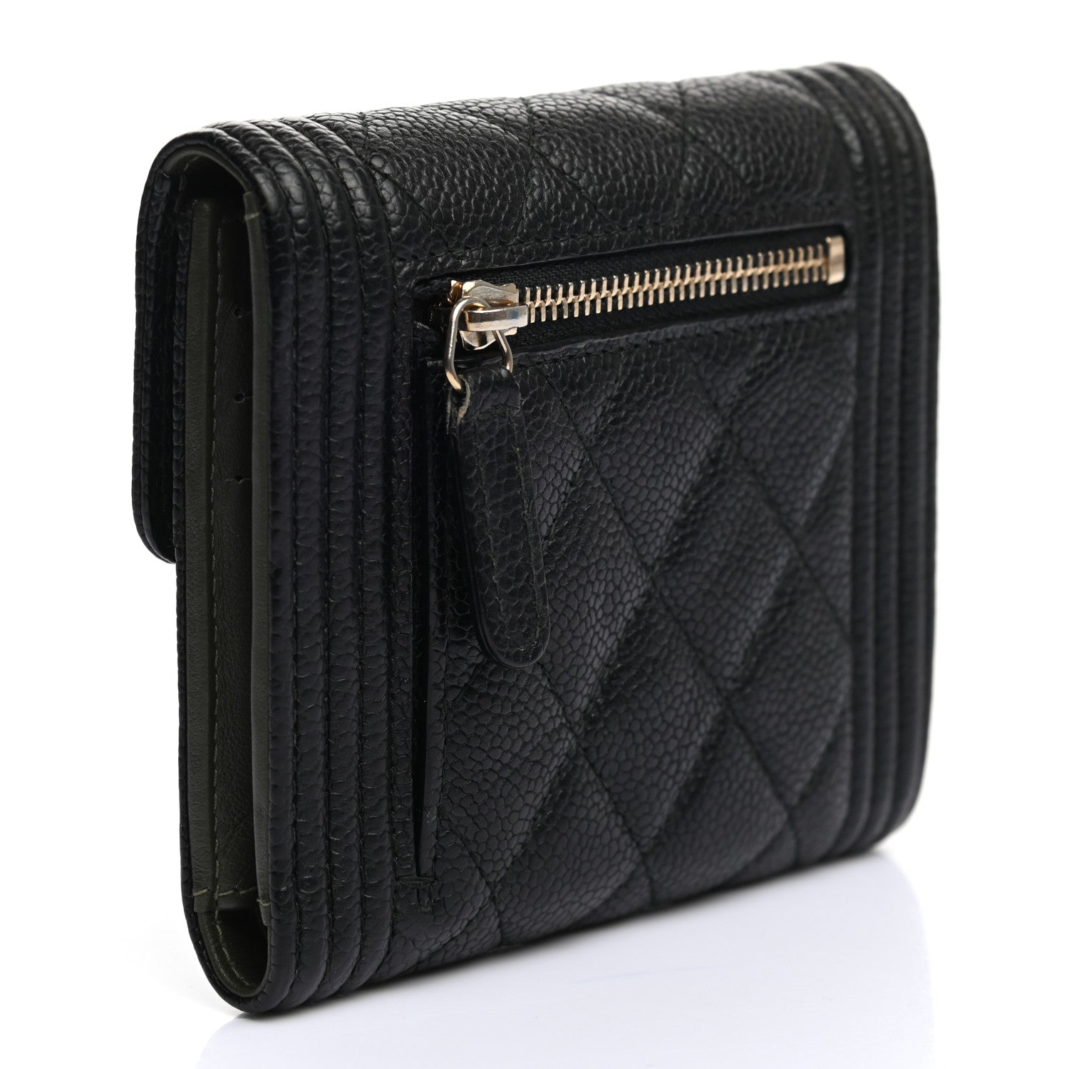 Chanel Caviar Quilted Compact Boy Wallet Black 3 of 8
