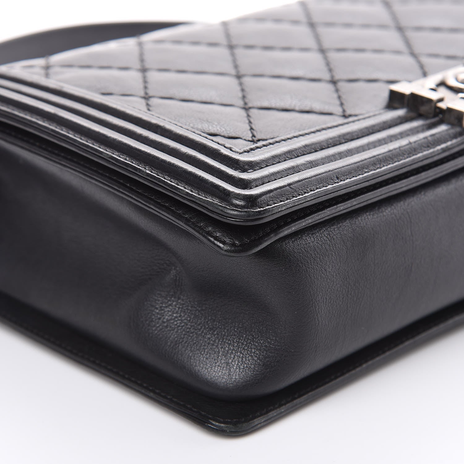 Chanel Calfskin Quilted Double Stitch New Medium Boy Flap Black 10 of 14