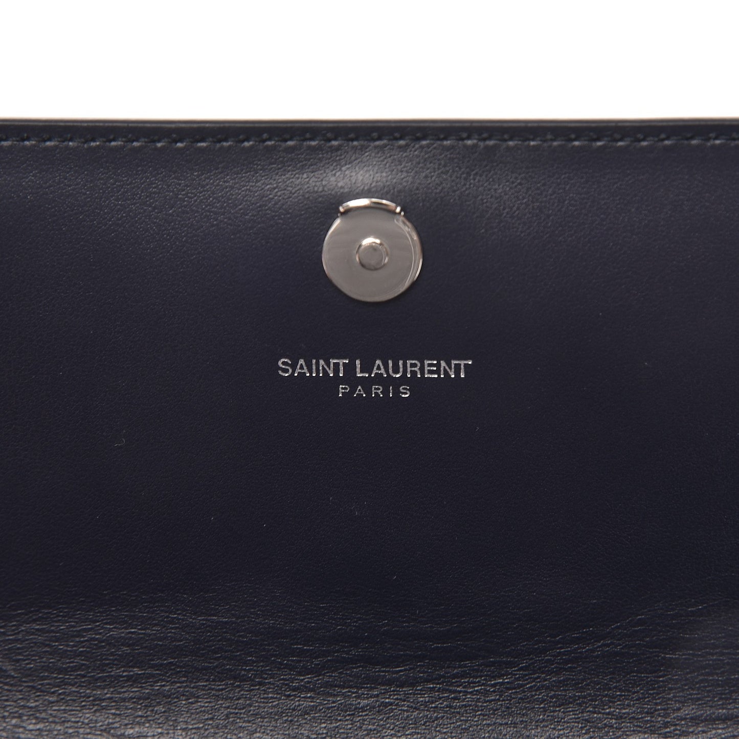 Calfskin Crocodile Embossed Monogram Sunset Chain Wallet Navy