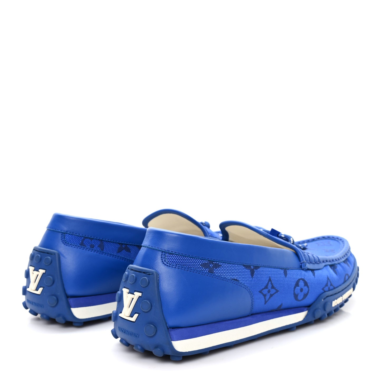 Monogram Jacquard Mens LV Racer Mocassin Loafers 9 Blue