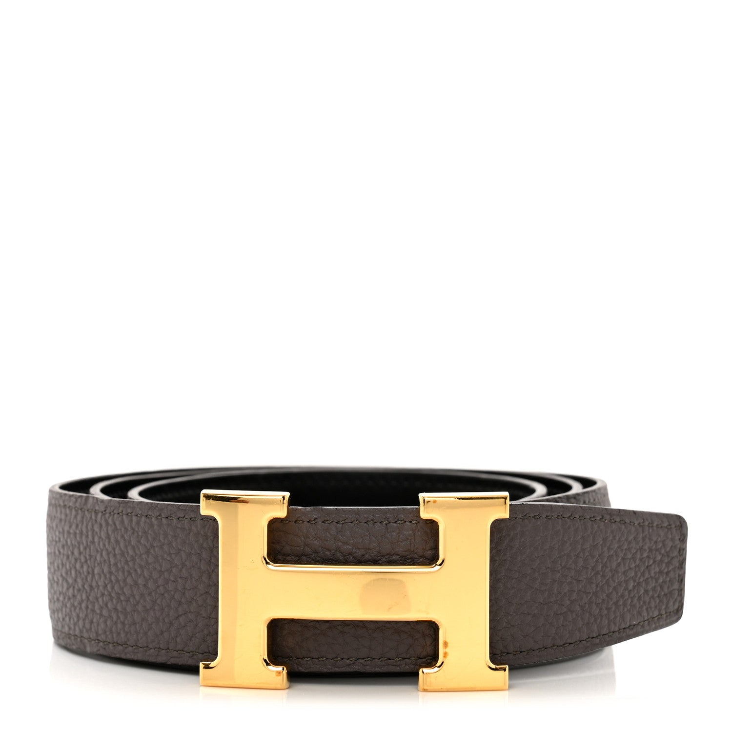 Hermes Swift Epsom 24mm Mini Constance H Belt 85 34 Black Etoupe 1 of 4