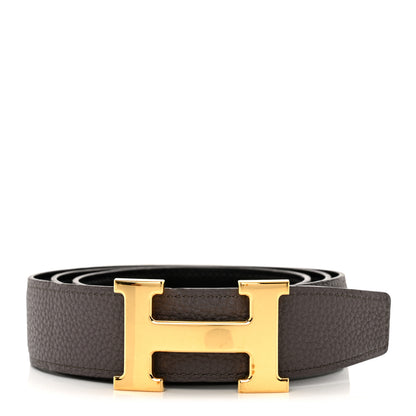 Hermes Swift Epsom 24mm Mini Constance H Belt 85 34 Black Etoupe 1 of 4