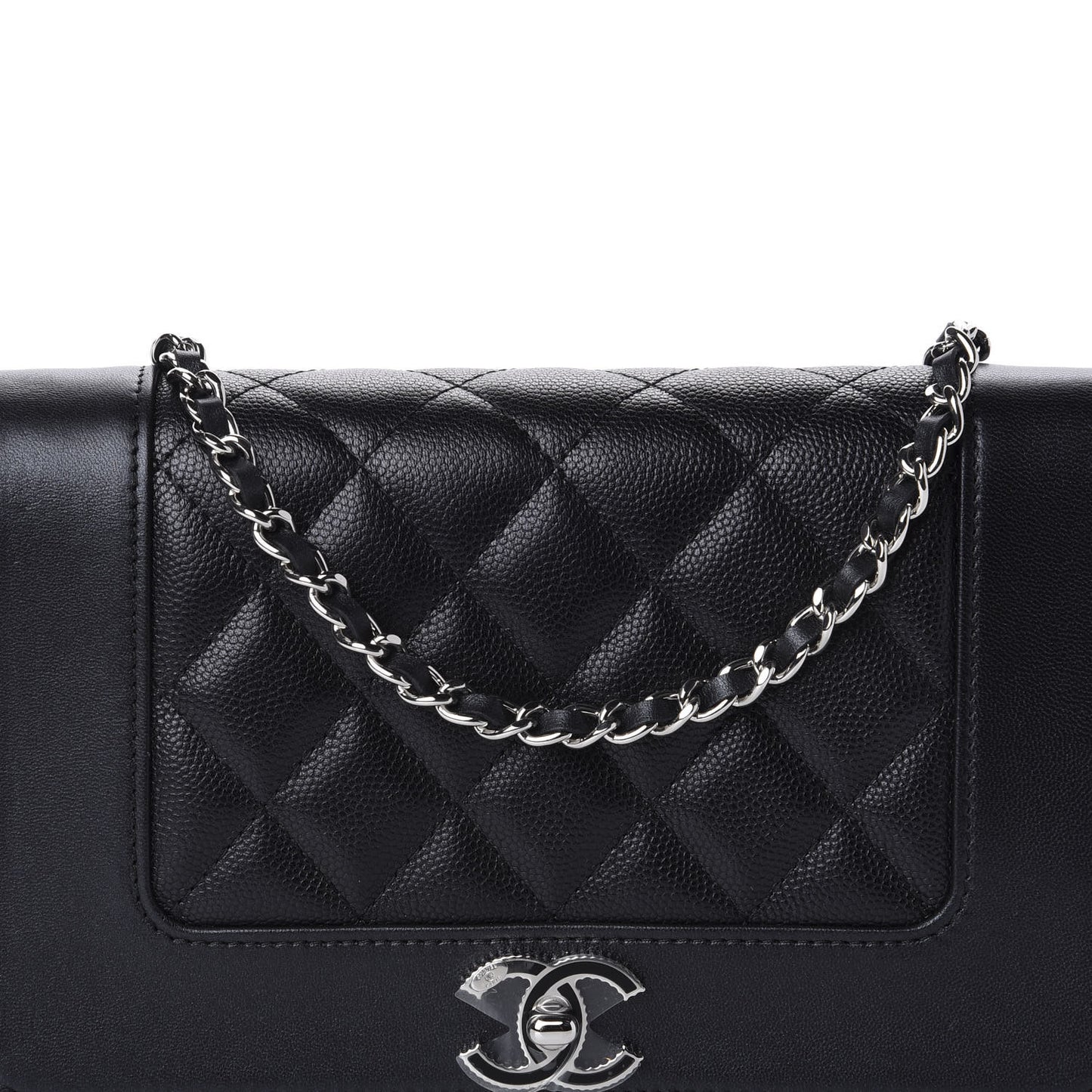 Caviar Quilted Vintage Mademoiselle Wallet On Chain WOC Black