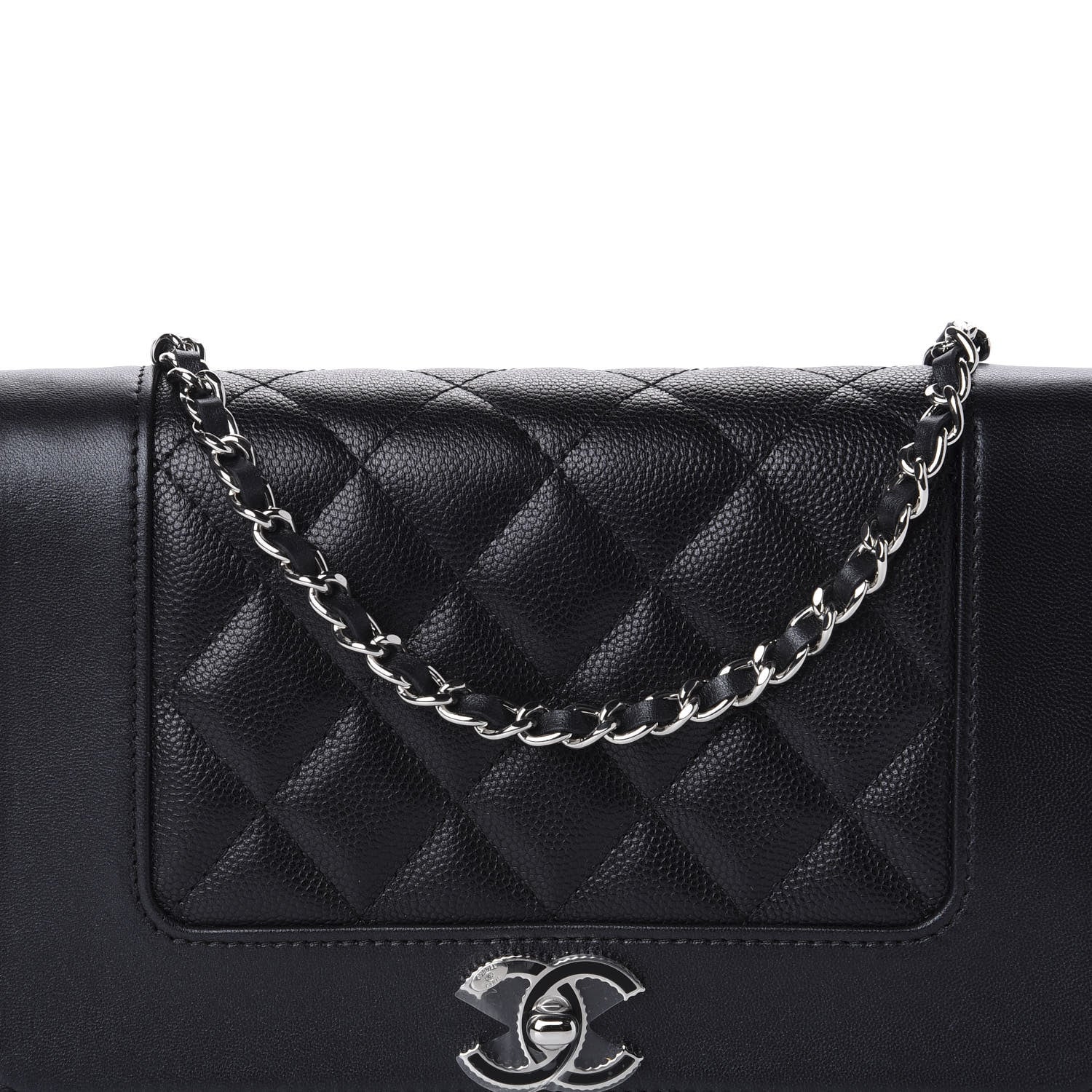 Chanel Caviar Quilted Vintage Mademoiselle Wallet On Chain WOC Black 11 of 12