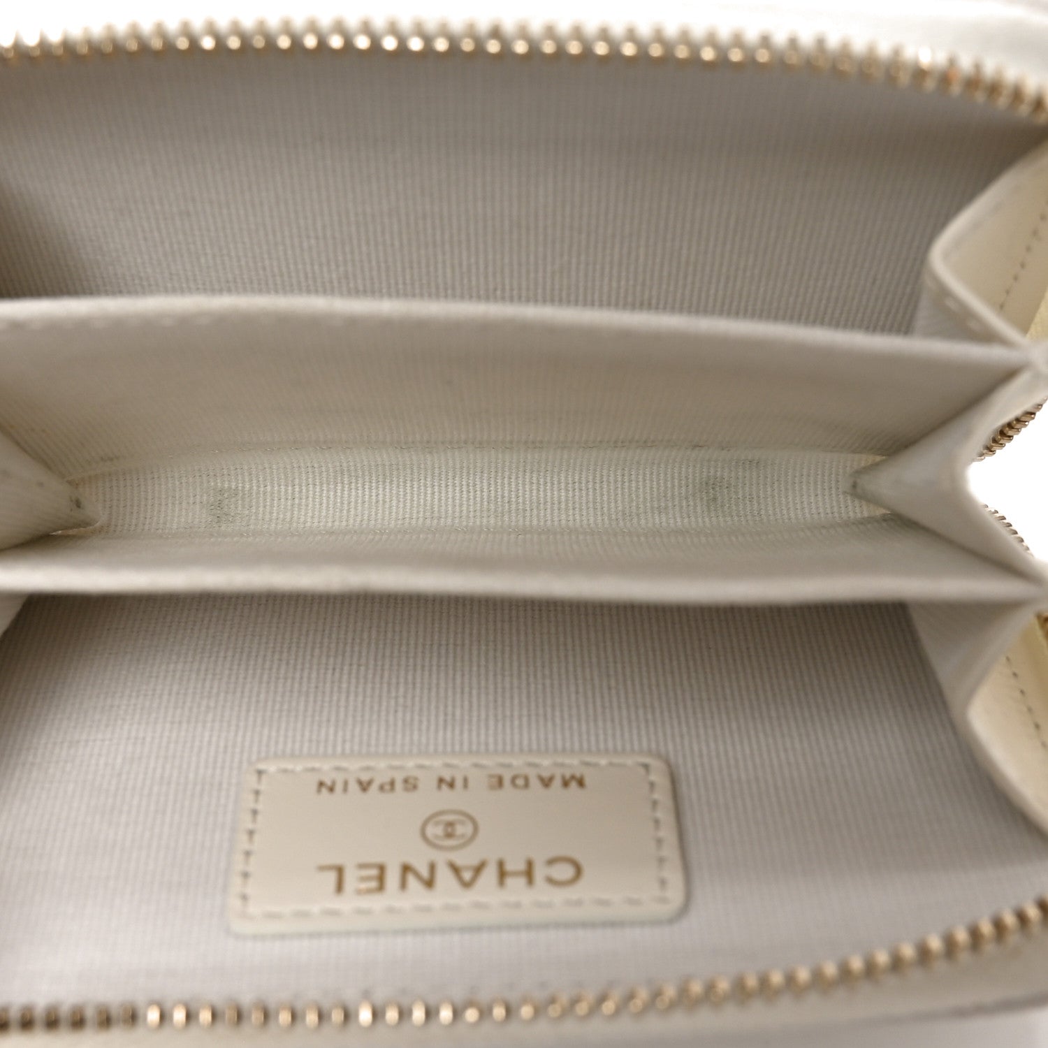 Chanel Caviar Quilted Zip Coin Purse White 5 of 8