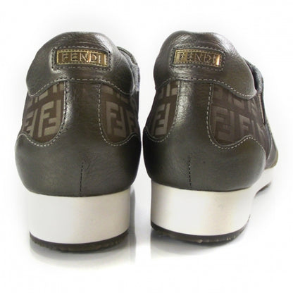 Fendi Metallic Canvas Vitello Zucchino Sneakers 40 Taupe 3 of 9