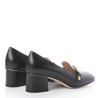 Gucci Malaga Kid Sylvie Web Chain Mid Heel Loafers 38 Black 4 of 7
