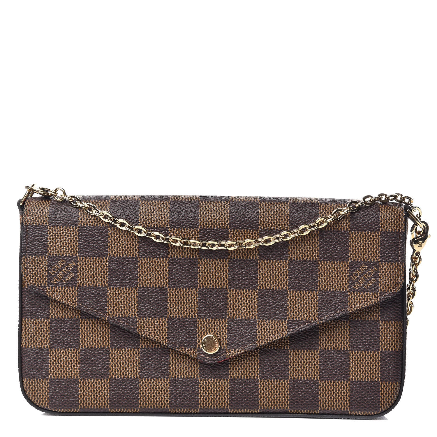 Louis Vuitton Damier Ebene Pochette Felicie Chain Wallet 1 of 12