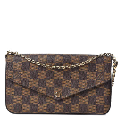 Louis Vuitton Damier Ebene Pochette Felicie Chain Wallet 1 of 12