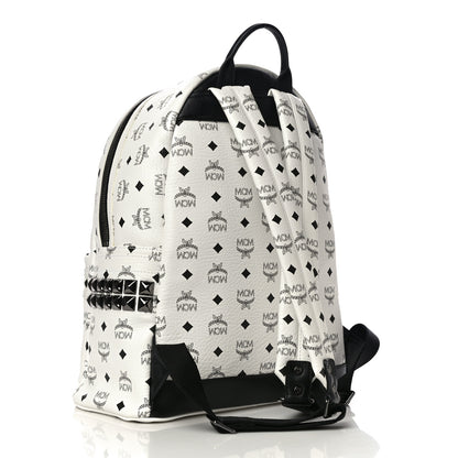 MCM Visetos Medium Side Studs Stark Backpack White 3 of 10