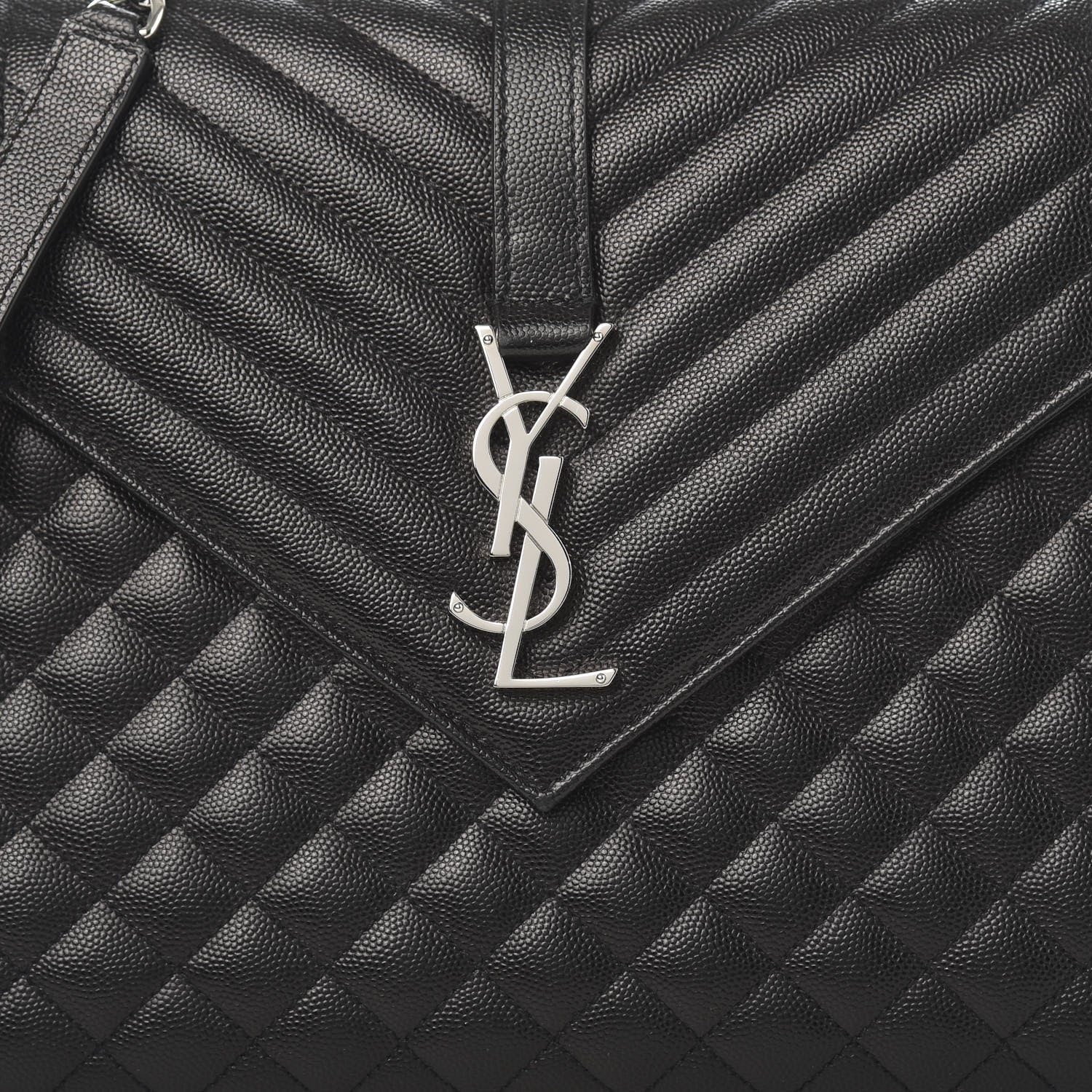 Saint Laurent Grain De Poudre Textured Mixed Matelasse Large Triquilt Monogram Satchel Black 10 of 10