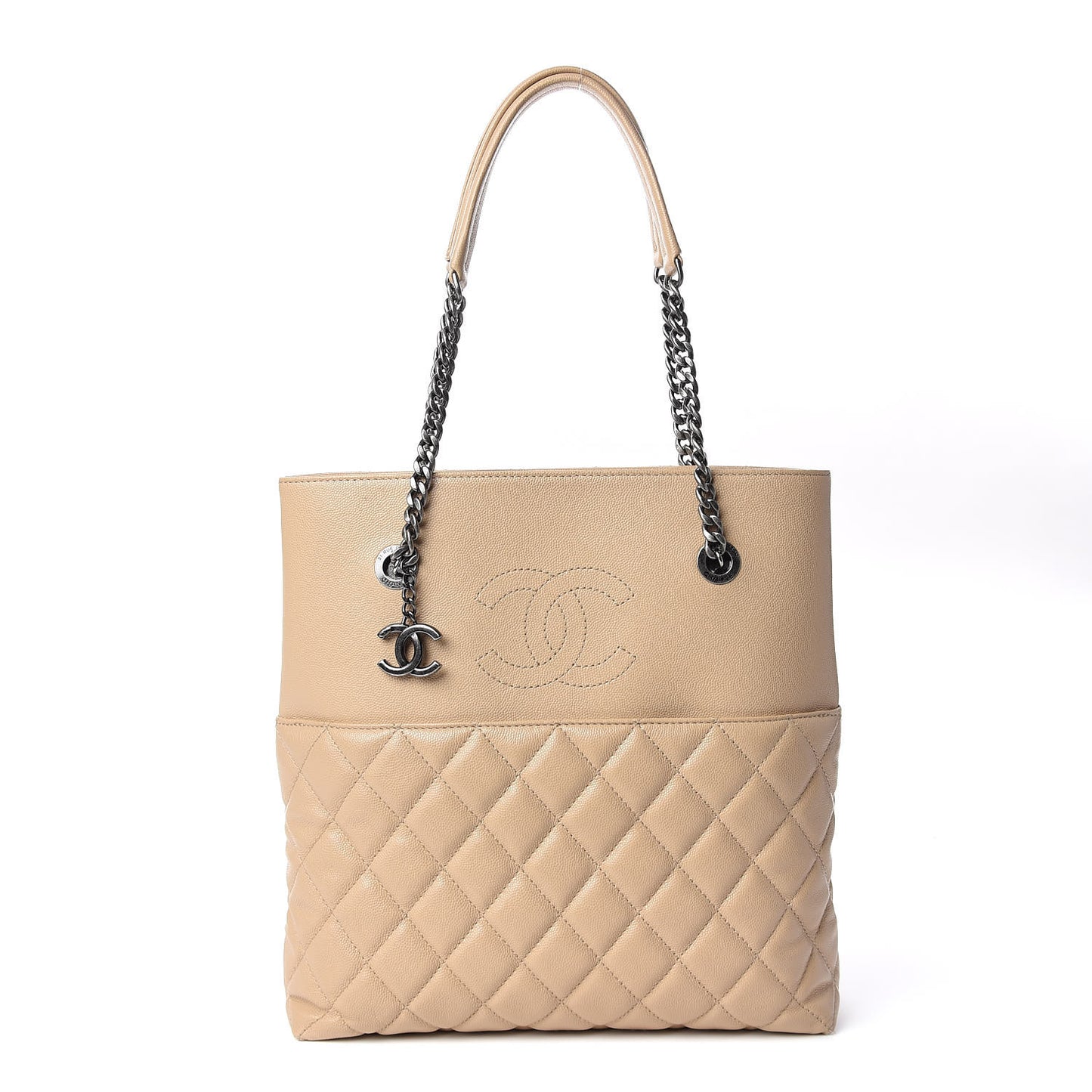 Caviar Quilted Small Urban Delight Tote Light Beige