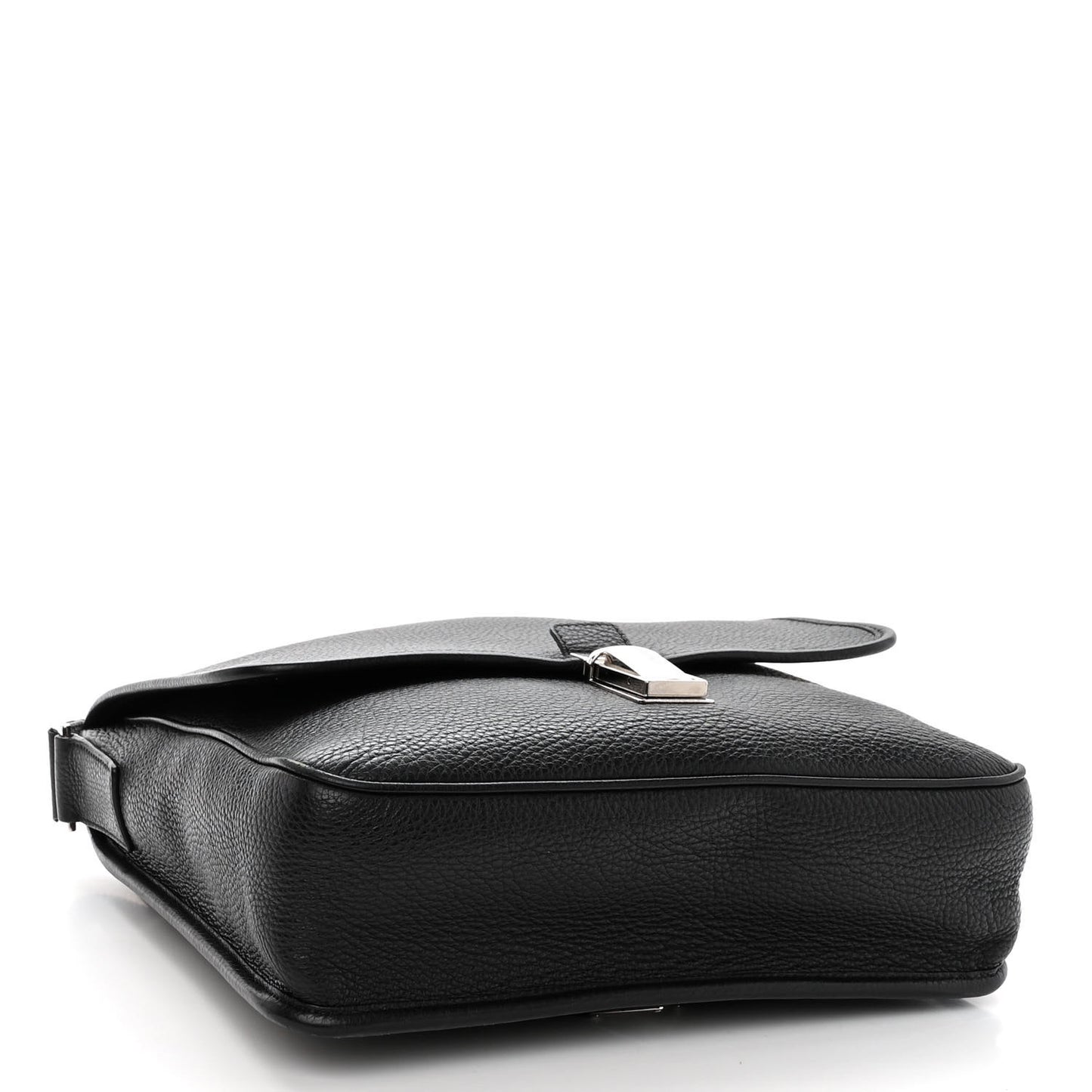 Vitello Daino Flat Flap Messenger Bag Black