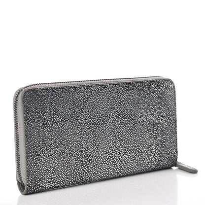Chanel Metallic Galuchat Stingray Zip Around Wallet Silver 3 of 11