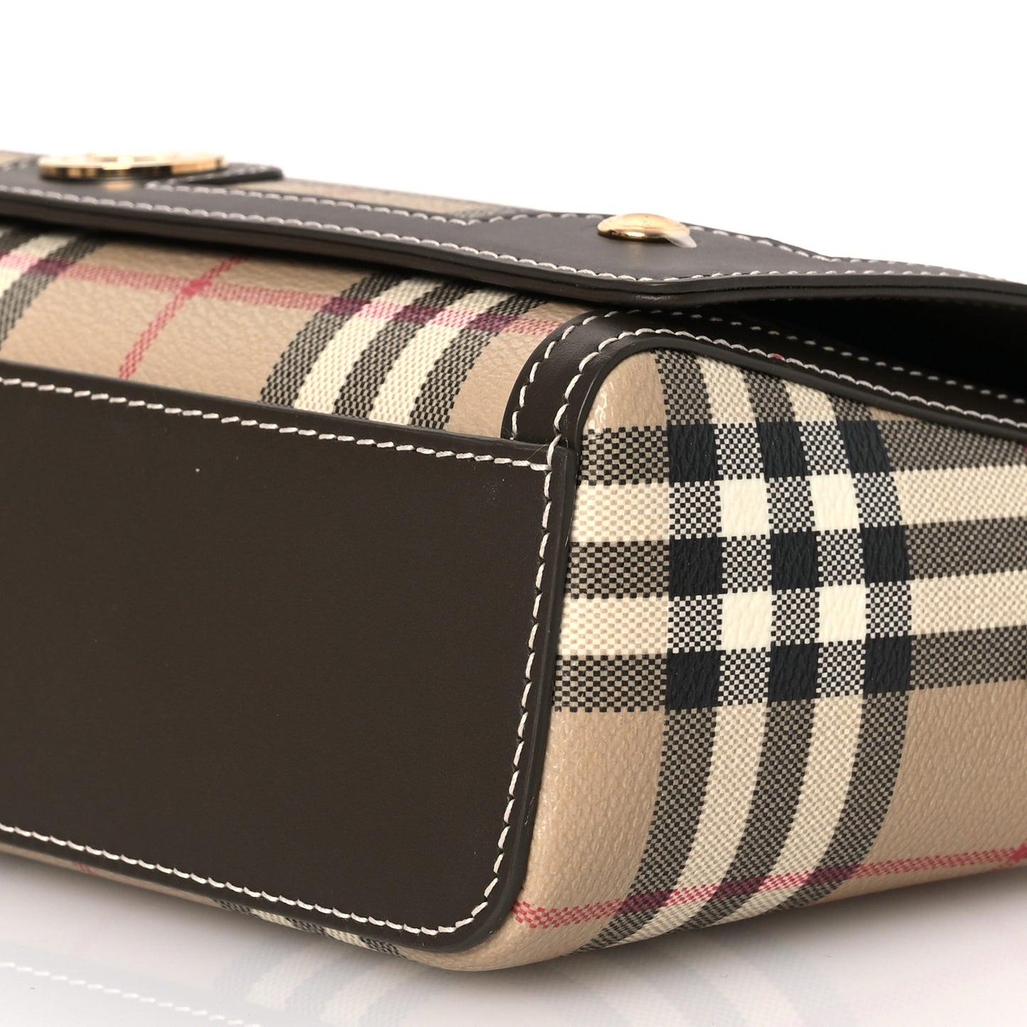 Coated Canvas Calfskin Vintage Check Small Note Crossbody Bag Military