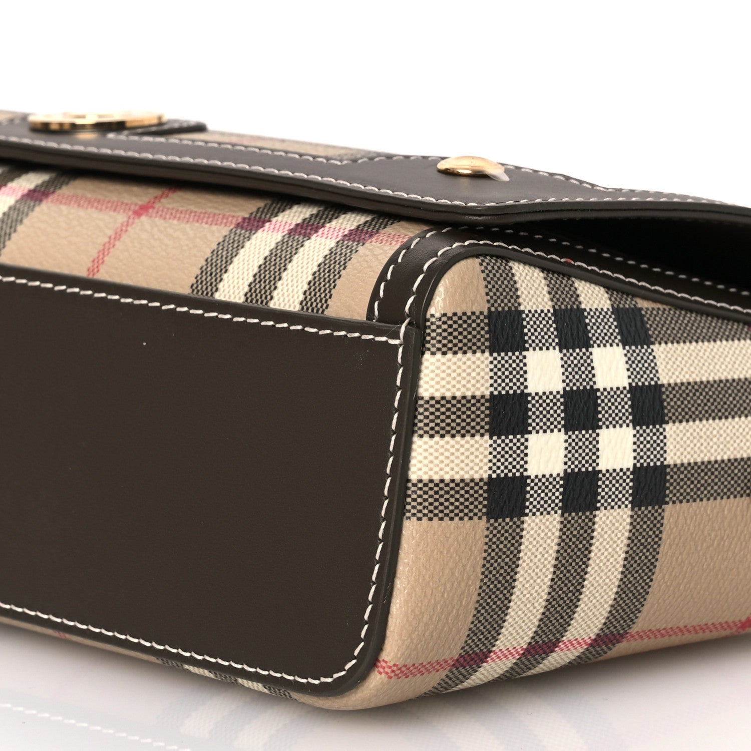 Burberry Coated Canvas Calfskin Vintage Check Small Note Crossbody Bag Military 10 of 11