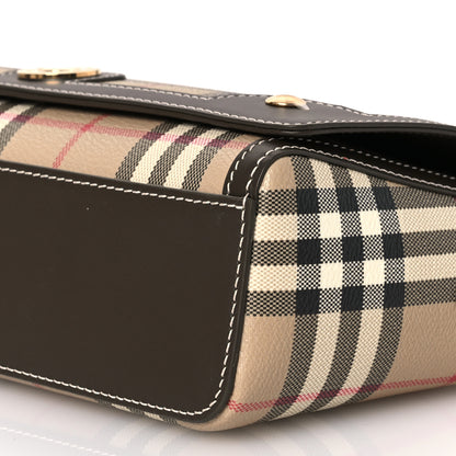 Burberry Coated Canvas Calfskin Vintage Check Small Note Crossbody Bag Military 10 of 11