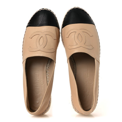 Chanel Lambskin CC Espadrilles 38 Beige Black 2 of 10