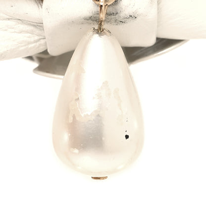 Chanel Metal Pearl Camelia CC Bow Brooch White Gold 4 of 5