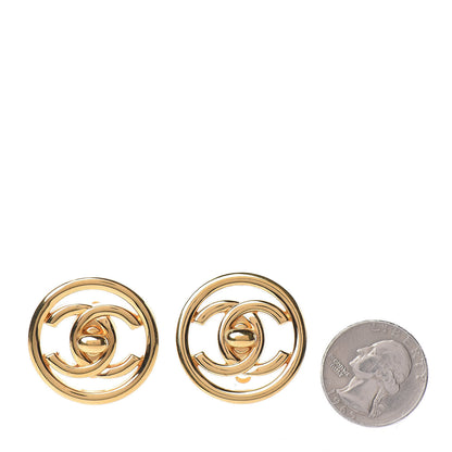 Chanel CC Turn Lock Large Clip On Earrings Gold 2 of 4