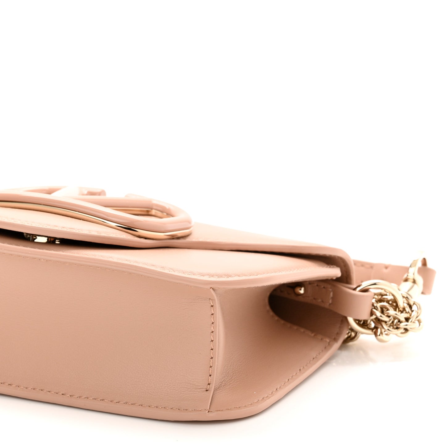 Calfskin Enamel Vlogo Small Loco Shoulder Bag Rose Cannelle