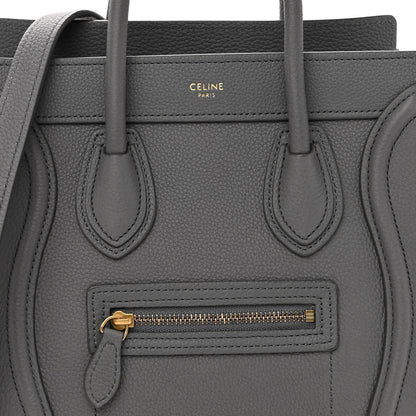 Celine Drummed Calfskin Nano Luggage Kohl 9 of 11