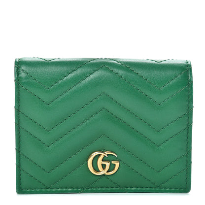 Gucci Calfskin Matelasse GG Marmont Card Case Wallet Emerald 1 of 11