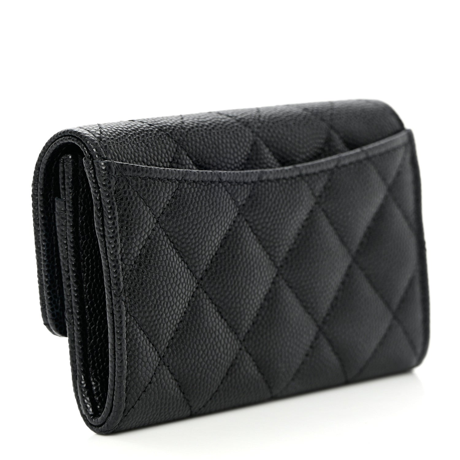 Chanel Caviar Quilted Enamel Coco Casino Flap Card Holder Wallet Black 3 of 9