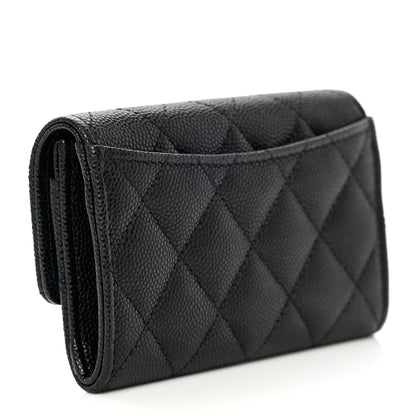 Chanel Caviar Quilted Enamel Coco Casino Flap Card Holder Wallet Black 3 of 9