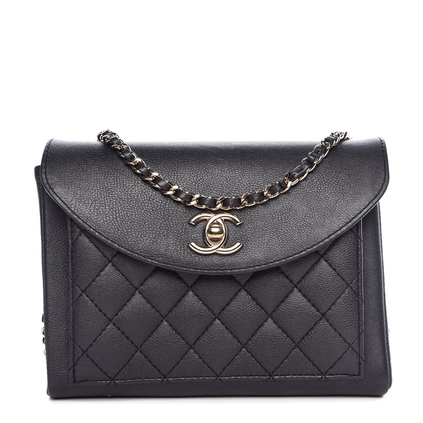 Calfskin Quilted Smart Pocket Crossbody Bag Black