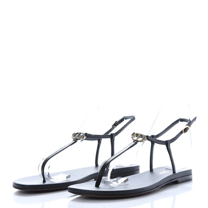 Christian Dior Lambskin Signature T-Strap Sandals 38 Black 3 of 9