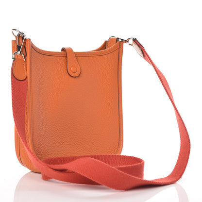 Hermes Taurillon Clemence Amazone Evelyne TPM Orange Peony 3 of 14