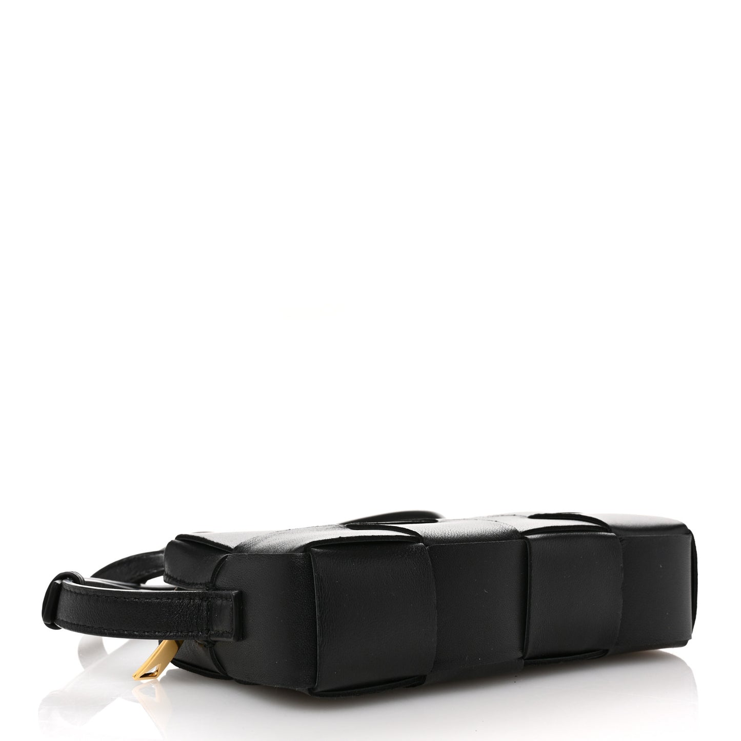 Lambskin Maxi Intreccio Cassette Phone Pouch Crossbody Bag Black
