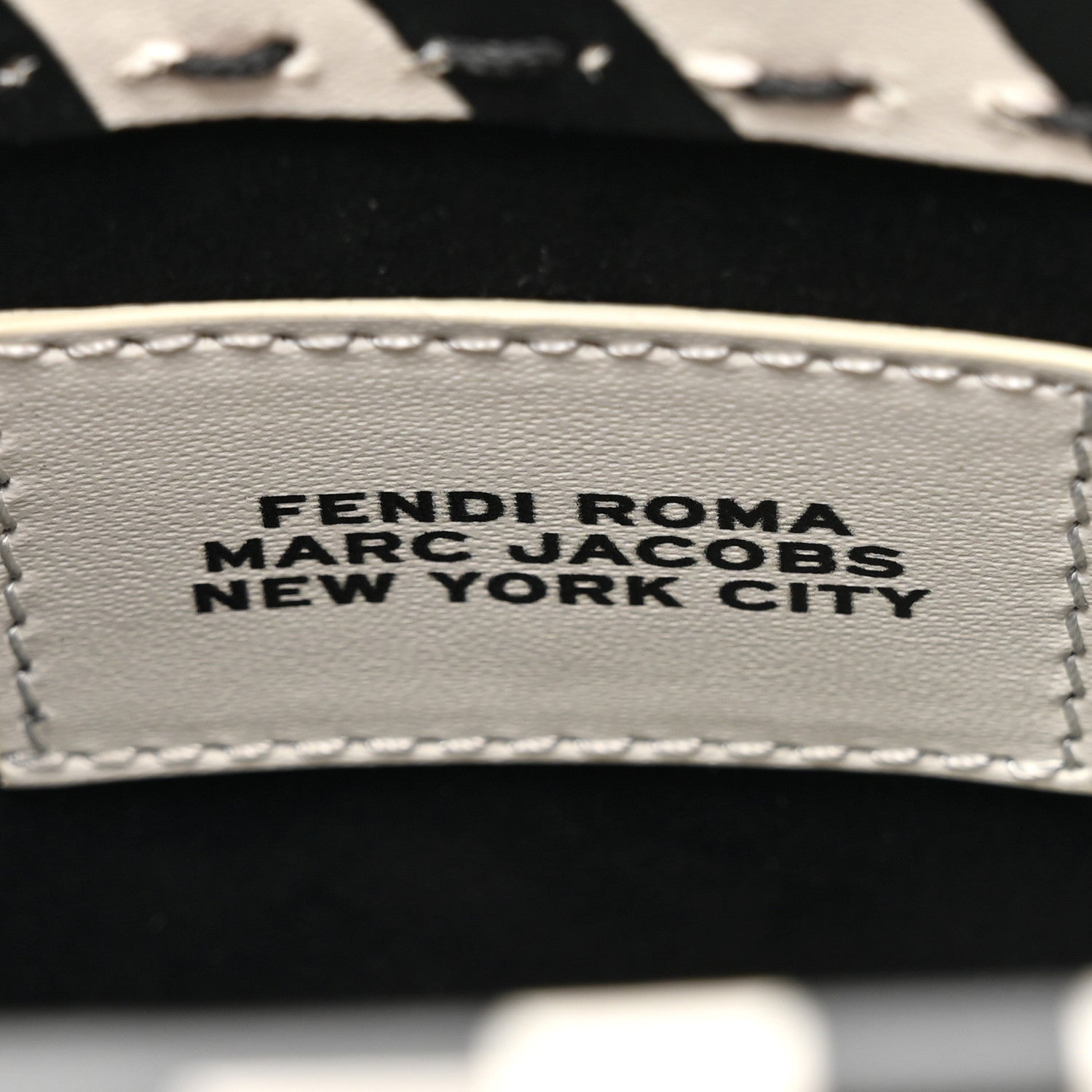 Fendi X MARC JACOBS Vitello King Plexiglass Logo Print Mini Fendi Sunshine Shopper Tote Black White 6 of 9