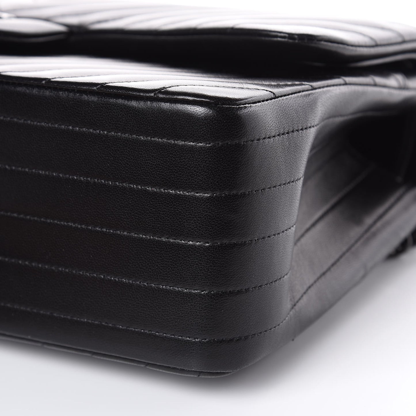 Lambskin Chevron Quilted Jumbo Double Flap So Black