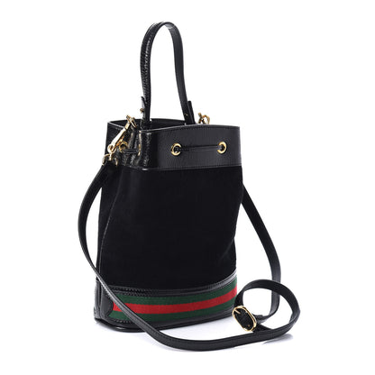 Gucci Suede Patent Web Small Ophidia Bucket Bag Black 3 of 9