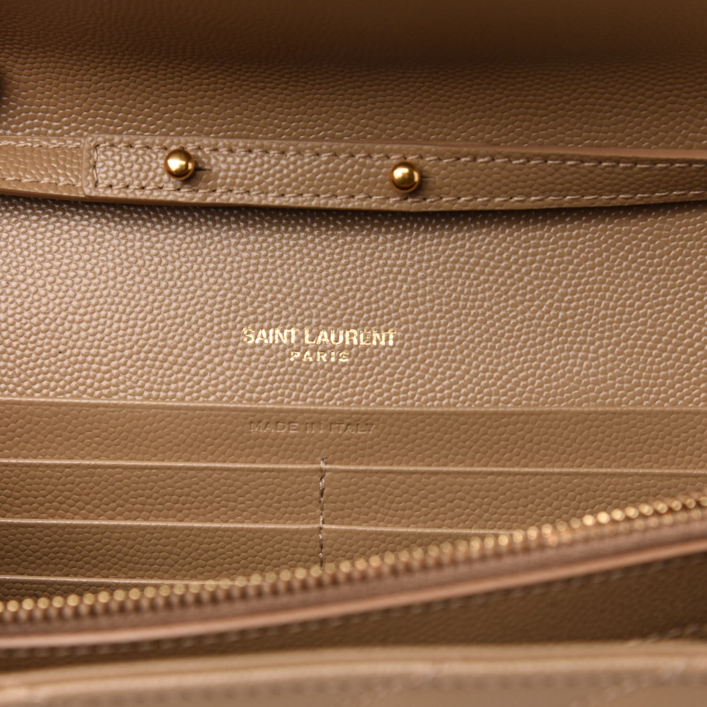 Grain De Poudre Matelasse Chevron Monogram Chain Wallet Deep Beige