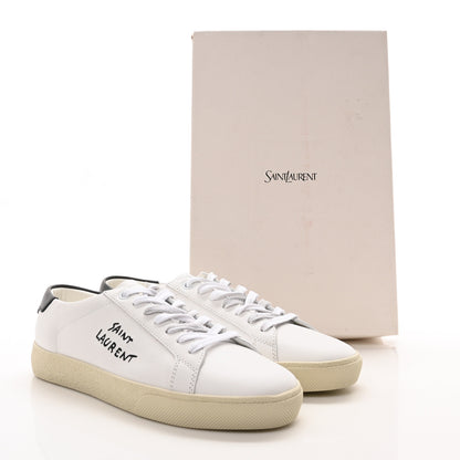 Saint Laurent Calfskin Embroidered Court Classic Sneakers 38 White Black 9 of 9