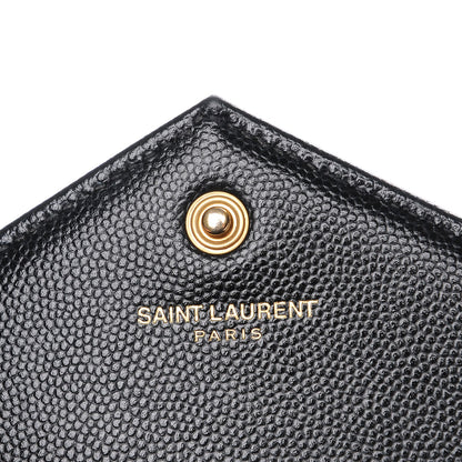 Saint Laurent Grain De Poudre Matelasse Chevron Medium Monogram Chain Wallet Black 8 of 9