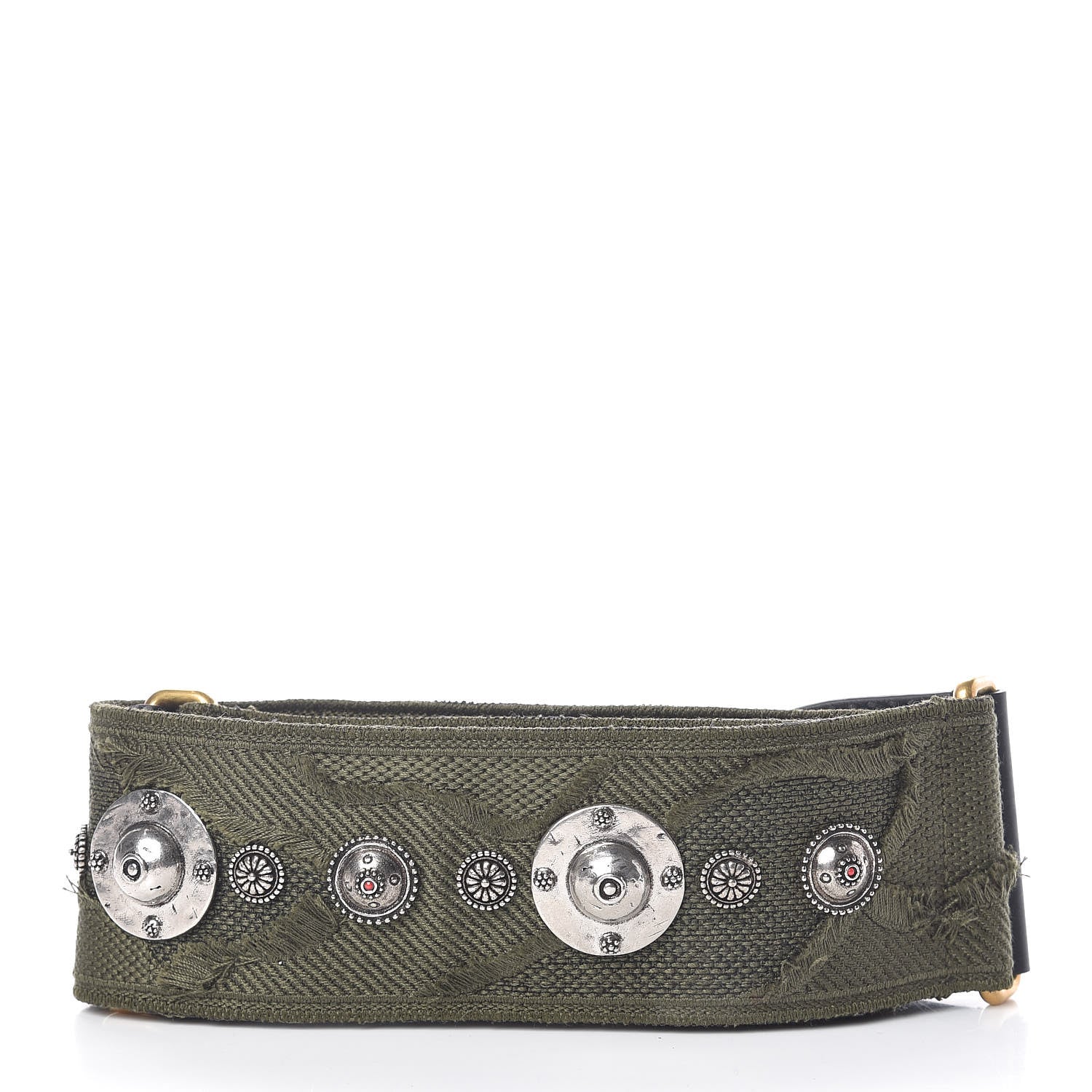 Christian Dior Canvas Embroidered Studded Camouflage Shoulder Strap Vert Multicolor 2 of 5