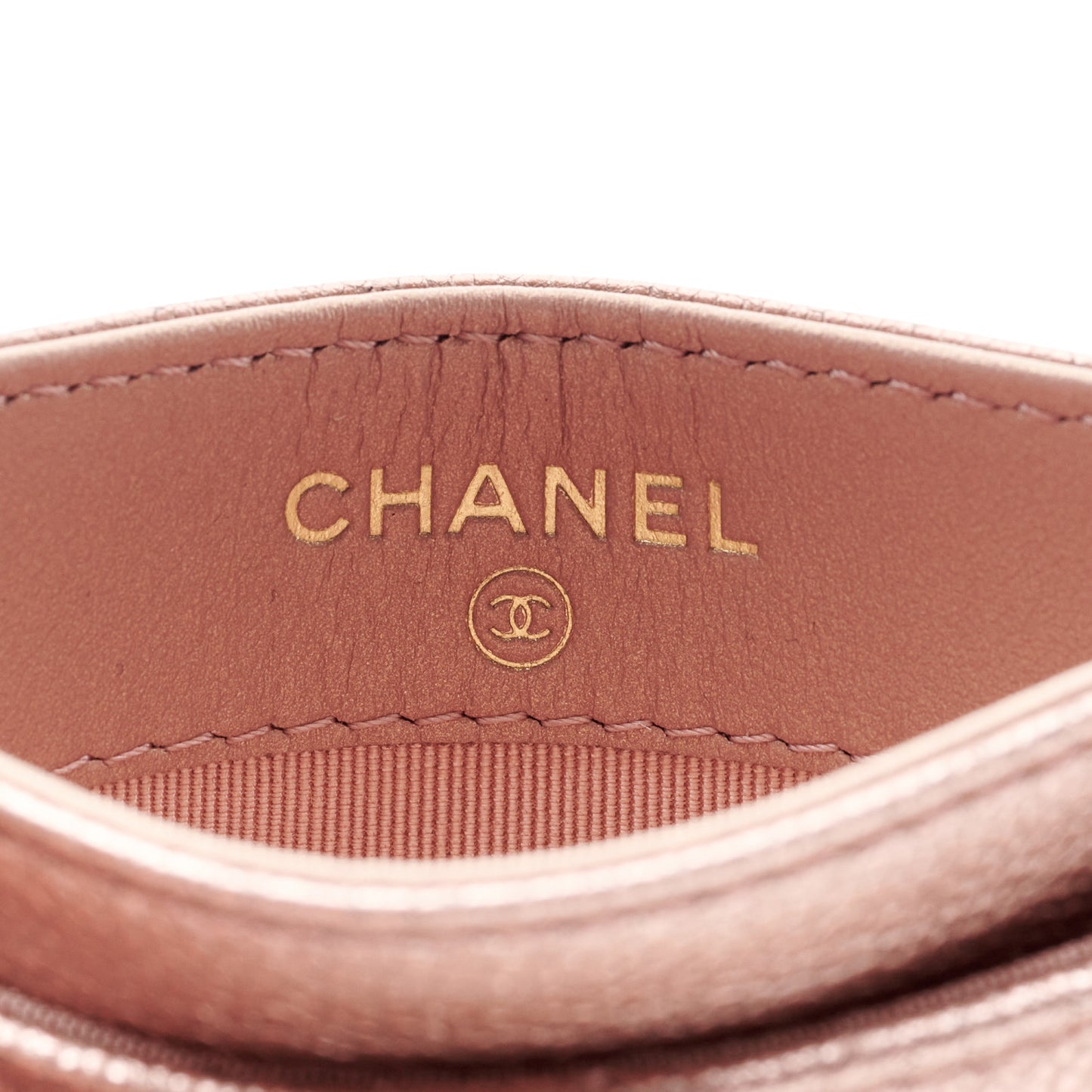 Metallic Caviar Quilted Reissue Card Holder Rose Gold